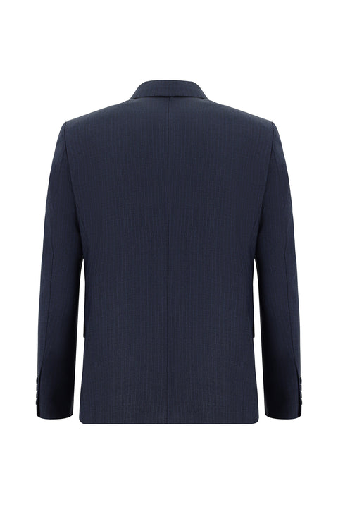 Dark Navy 6 Drop Regular Fit Standard Cut Striped Double-Breasted Suit