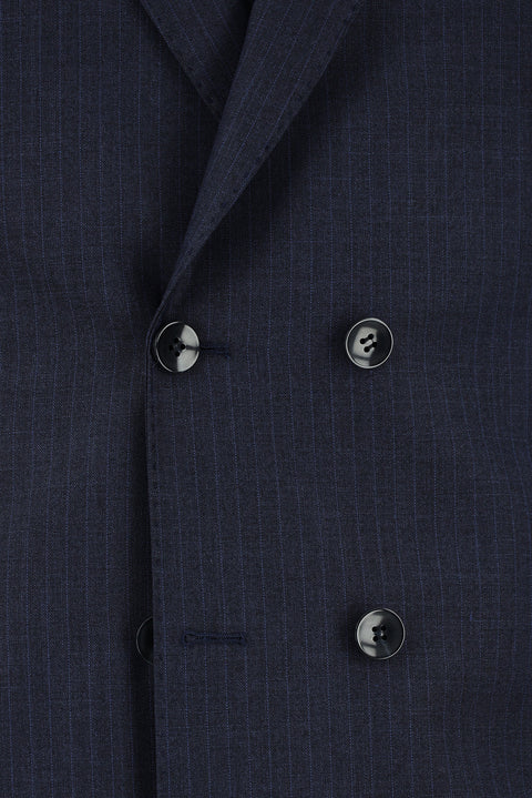 Dark Navy 6 Drop Regular Fit Standard Cut Striped Double-Breasted Suit