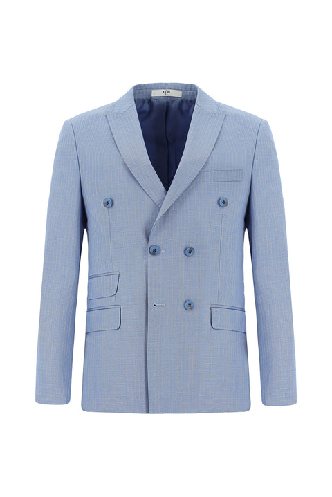 Light Blue 6 Drop Regular Fit Standard Cut Striped Double-Breasted Suit