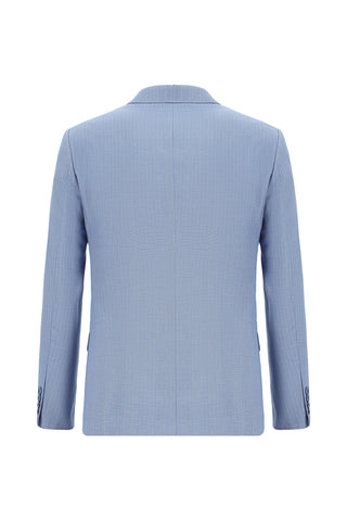  Açık Mavi 7 Drop Super Slim Fit Eksra Dar Kesim Çizgili Kruvaze Takım Elbise
