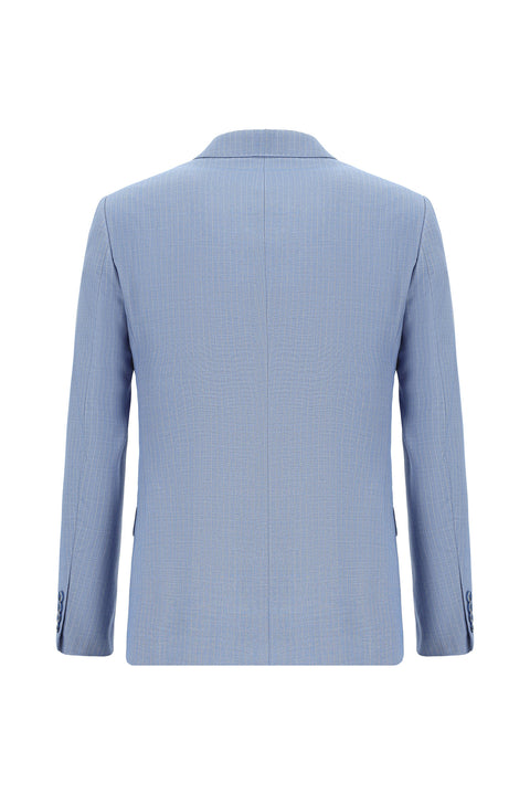 Light Blue 7 Drop Super Slim Fit Extra Narrow Cut Striped Double-Breasted Suit