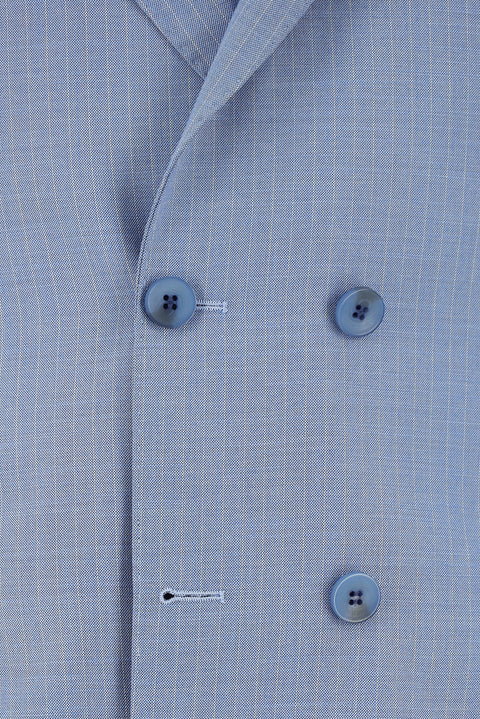 Light Blue 6 Drop Regular Fit Standard Cut Striped Double-Breasted Suit