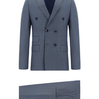 Indigo 7 Drop Super Slim Fit Extra Narrow Cut Striped Double-Breasted Suit