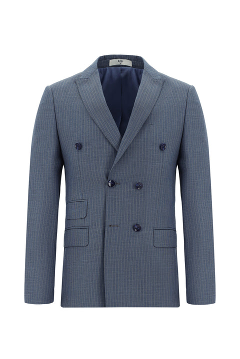 Indigo 7 Drop Super Slim Fit Extra Narrow Cut Striped Double-Breasted Suit