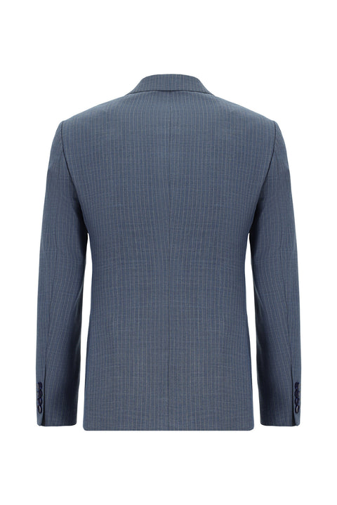 Indigo 7 Drop Super Slim Fit Extra Narrow Cut Striped Double-Breasted Suit