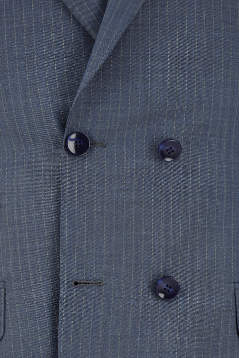 Indigo 7 Drop Super Slim Fit Extra Narrow Cut Striped Double-Breasted Suit