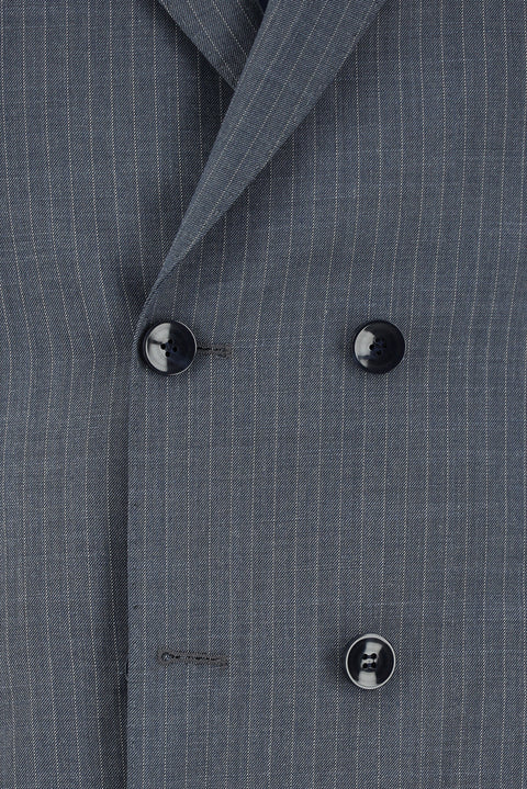 Dark Indigo 6 Drop Regular Fit Standard Cut Striped Double-Breasted Suit