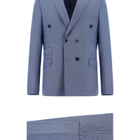 Blue 6 Drop Regular Fit Standard Cut Striped Double-Breasted Suit