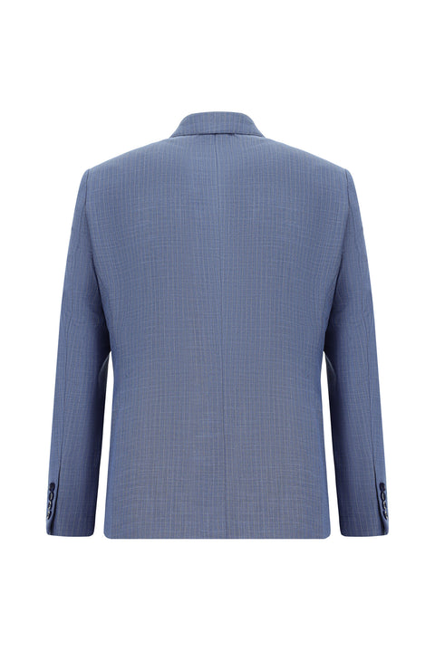 Blue 6 Drop Regular Fit Standard Cut Striped Double-Breasted Suit