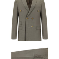 Light Brown 7 Drop Super Slim Fit Extra Narrow Cut Striped Double-Breasted Suit