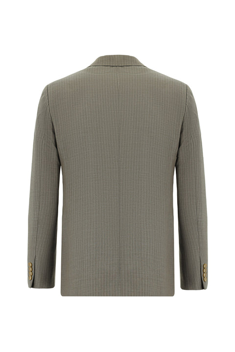 Light Brown 7 Drop Super Slim Fit Extra Narrow Cut Striped Double-Breasted Suit