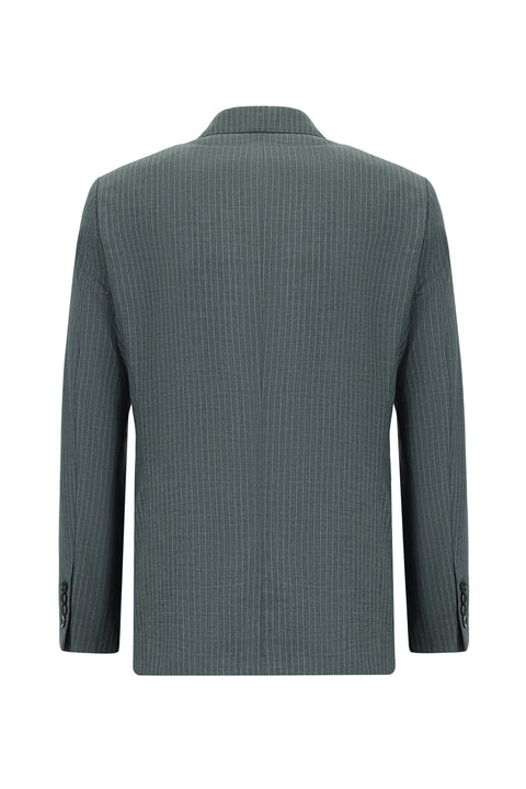 Petrol Green 6 Drop Regular Fit Standard Cut Striped Double-Breasted Suit