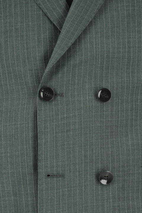 Dark Green 6 Drop Regular Fit Standard Cut Striped Double-Breasted Suit