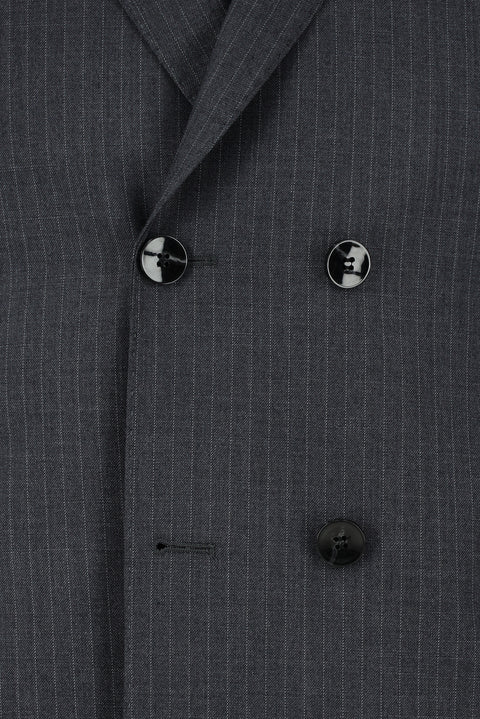 Dark Anthracite 6 Drop Regular Fit Standard Cut Striped Double-Breasted Suit