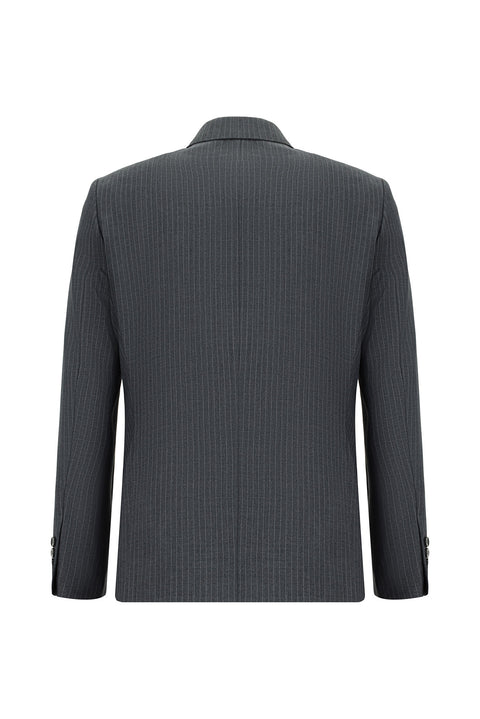 Medium Anthracite 6 Drop Regular Fit Standard Cut Striped Double-Breasted Suit