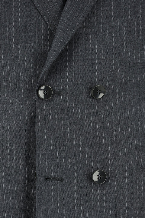 Medium Anthracite 7 Drop Super Slim Fit Extra Narrow Cut Striped Double-Breasted Suit