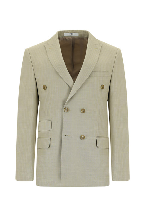 Light Mink 6 Drop Regular Fit Standard Cut Striped Double-Breasted Suit