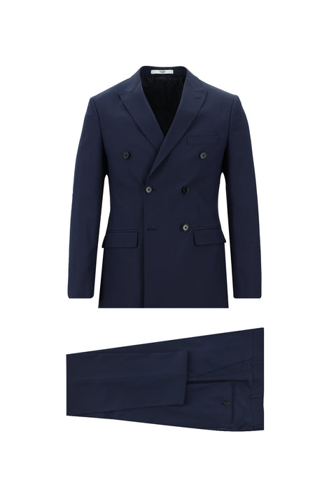 Medium Navy 7 Drop Super Slim Fit Extra Narrow Cut Double-Breasted Striped Suit