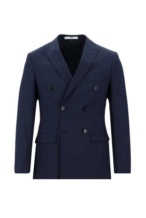 Medium Navy 7 Drop Super Slim Fit Extra Narrow Cut Double-Breasted Striped Suit