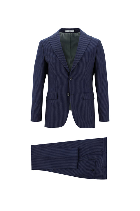 Dark Navy 7 Drop Super Slim Fit Extra Narrow Cut Striped Suit