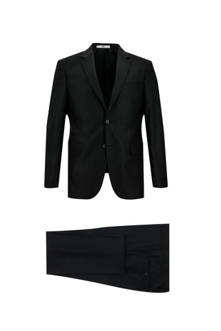  Siyah 7 Drop Slim Fit Dar Kesim Çizgili Takım Elbise