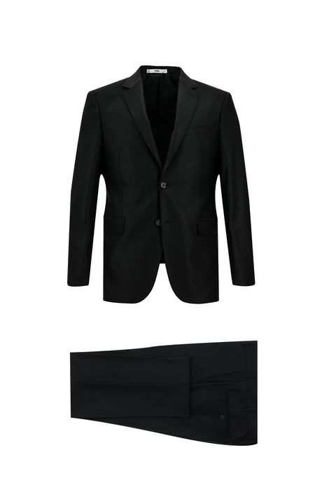 Black 7 Drop Slim Fit Striped Suit