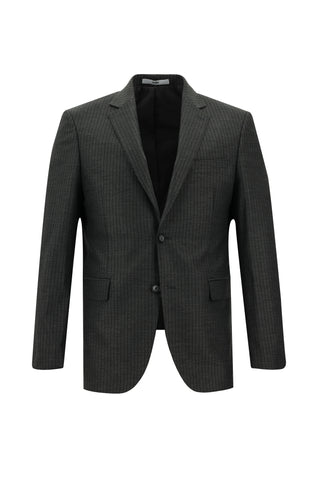  Koyu Füme 7 Drop Slim Fit Dar Kesim Çizgili Takım Elbise
