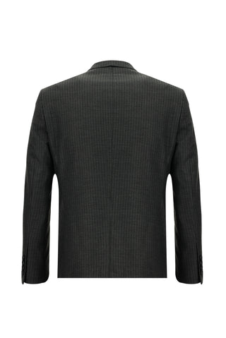  Koyu Füme 7 Drop Slim Fit Dar Kesim Çizgili Takım Elbise