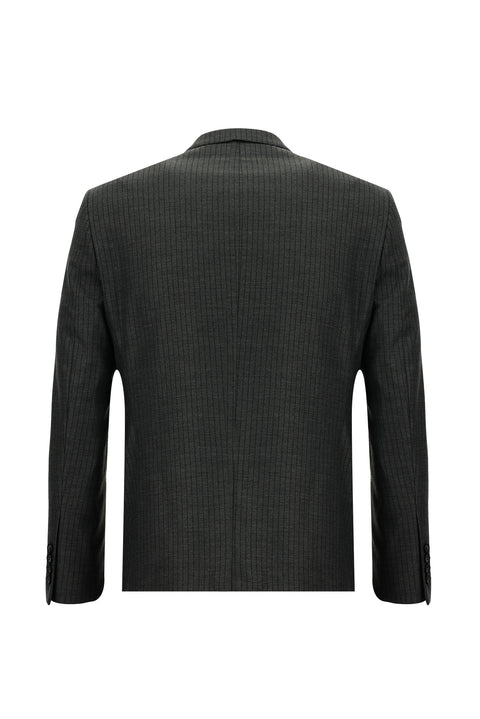 Dark Gray 7 Drop Slim Fit Striped Suit