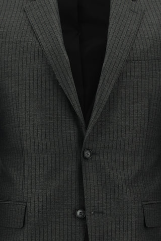  Koyu Füme 7 Drop Slim Fit Dar Kesim Çizgili Takım Elbise