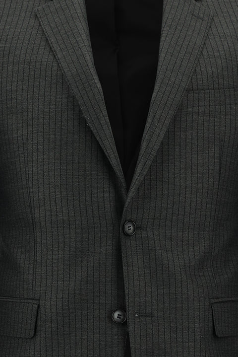 Dark Gray 7 Drop Slim Fit Striped Suit