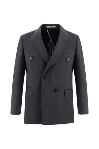  Koyu Füme 7 Drop Slim Fit Dar Kesim Kruvaze Çizgili Takım Elbise