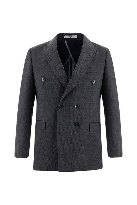 Dark Gray 6-Drop Regular Fit Standard Cut Double-Breasted Striped Suit