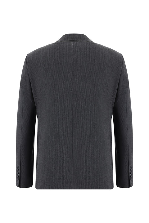Dark Gray 6-Drop Regular Fit Standard Cut Double-Breasted Striped Suit
