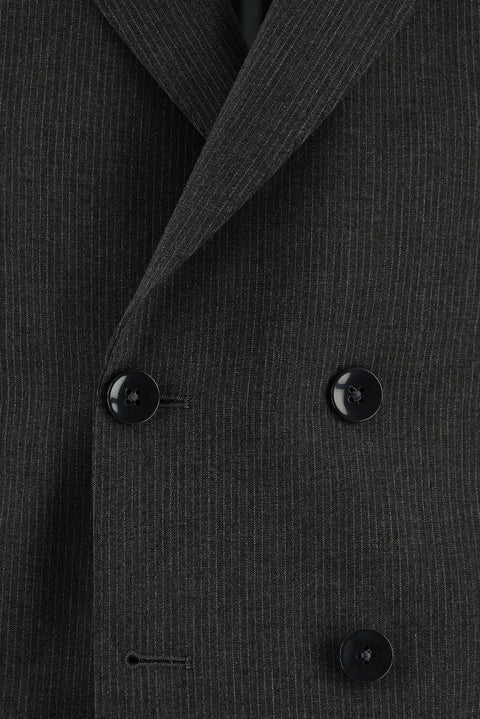 Dark Gray 6-Drop Regular Fit Standard Cut Double-Breasted Striped Suit