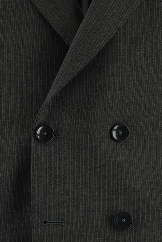  Koyu Füme 7 Drop Slim Fit Dar Kesim Kruvaze Çizgili Takım Elbise