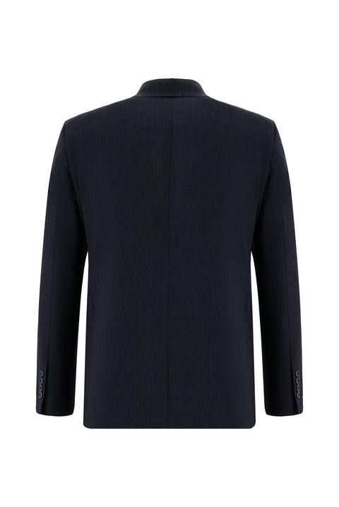 Dark Navy 7 Drop Slim Fit Double-Breasted Striped Suit