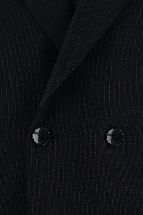 Dark Navy 6 Drop Regular Fit Standard Cut Double-Breasted Striped Suit