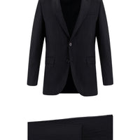 Black 6-Drop Regular Fit Standard Cut Striped Suit