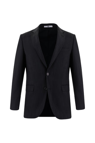  Siyah 6 Drop Regular Fit Standart Kesim Çizgili Takım Elbise