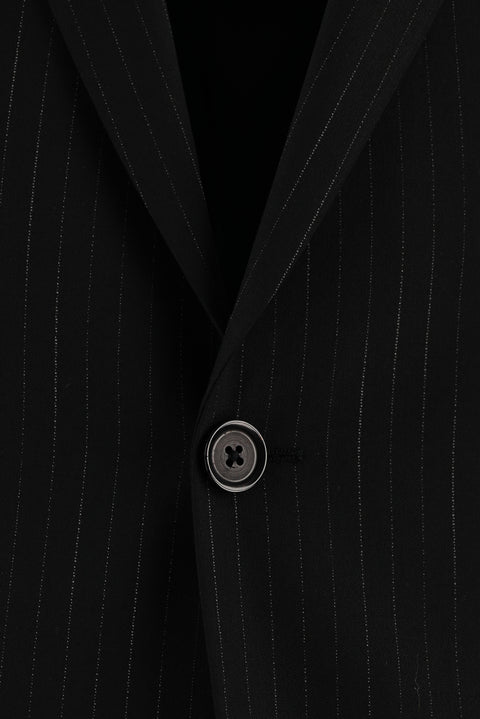 Black 6-Drop Regular Fit Standard Cut Striped Suit