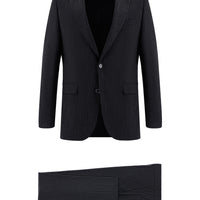 Dark Gray 7 Drop Slim Fit Striped Suit