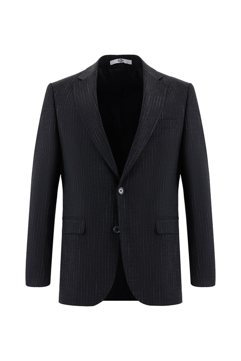 Dark Gray 6-Drop Regular Fit Standard Cut Striped Suit