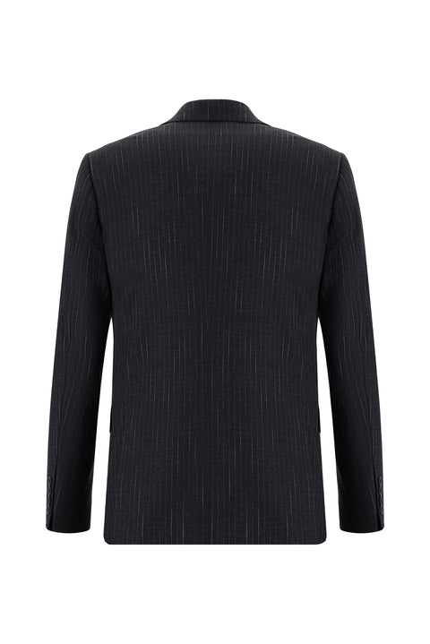 Dark Gray 6-Drop Regular Fit Standard Cut Striped Suit
