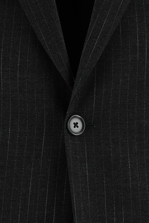 Dark Gray 6-Drop Regular Fit Standard Cut Striped Suit