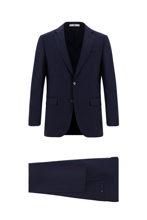 Dark Navy 6 Drop Regular Fit Standard Cut Striped Suit