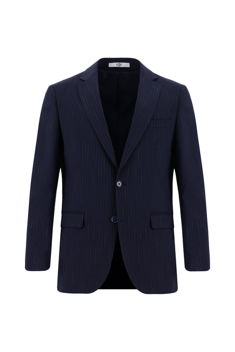 Dark Navy 7 Drop Slim Fit Striped Suit