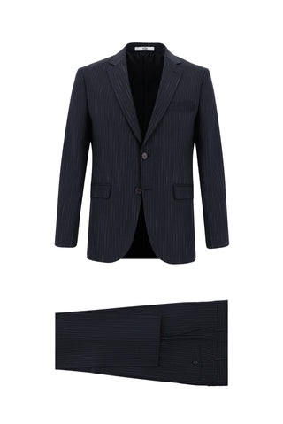 Koyu Antrasit 7 Drop Slim Fit Dar Kesim Çizgili Takım Elbise