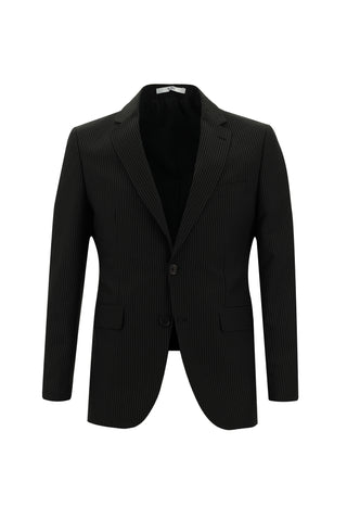  Siyah 7 Drop Slim Fit Dar Kesim Çizgili Takım Elbise