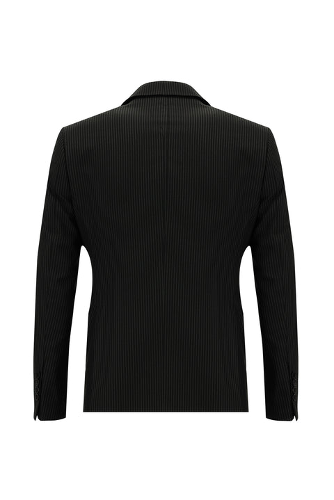 Black 7 Drop Slim Fit Striped Suit